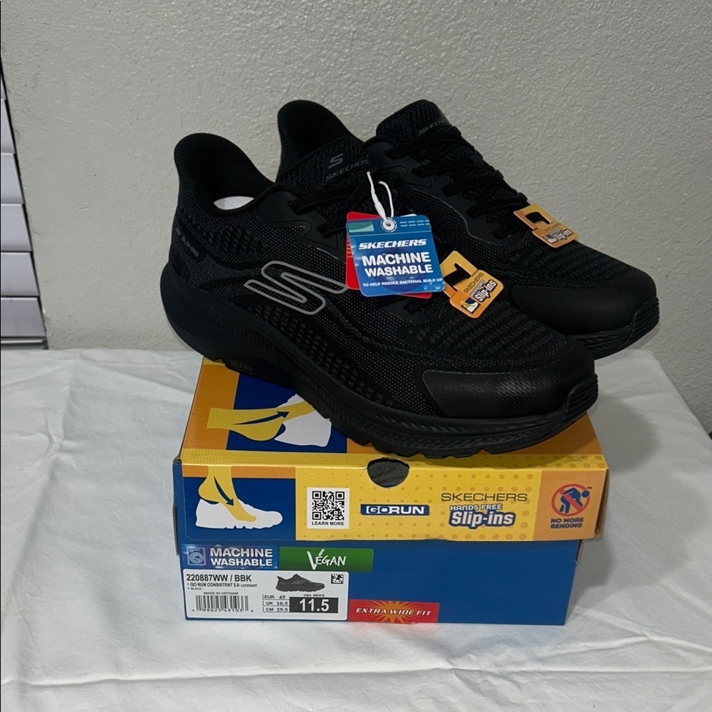 Skechers Black Slip-On Sneakers